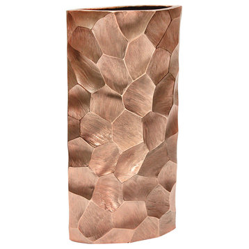 Tall Pounded Metal Vase, Copper