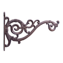 Import Wholesales - Decorative Plant Hanger, Swooping Vine, Cast Iron, 13.75" Deep - Planter Hardware And Accessories