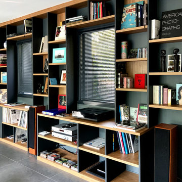 Bibliothèque noir et bois