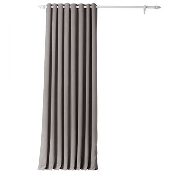 Neutral Gray Grommet Doublewide Room Darkening Curtain Single Panel, 100"x120"