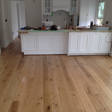 Amagansett: Wide plank White Oak installed, finished natural with Bona Traffic