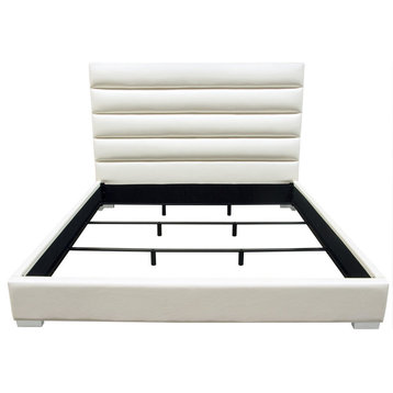Bardot Channel Tufted Eastern King Bed, White