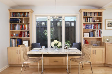Kitchen/dining room combo - large traditional light wood floor and beige floor kitchen/dining room combo idea in San Francisco