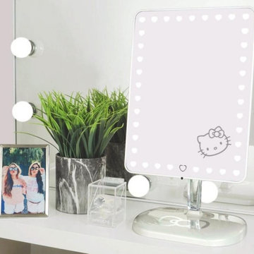 Touch Pro Makeup Mirror with LED Light and Bluetooth Speaker, White