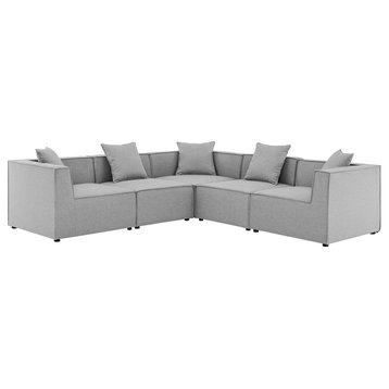 Saybrook Outdoor Patio Upholstered 5-Piece Sectional Sofa, Gray
