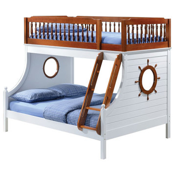 Farah Twin-Over-Full Bunk Bed, Oak and White