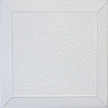 19.6"x19.6" Styrofoam Glue Up Ceiling Tiles, R27W, Plain White