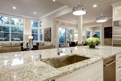 Example of a transitional kitchen design in New York