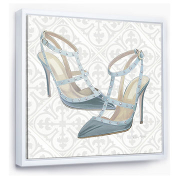 Designart Glam Cosmetics Blue Shoes Posh Luxe Painting Print, White, 30x30