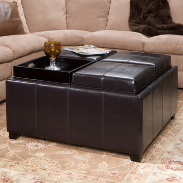 Contemporary Living Room Featuring Tray-Top Storage Ottoman