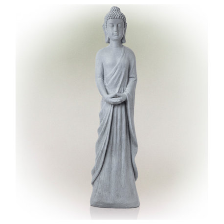 32" Tall Cement Standing Buddha Outdoor Garden Statue