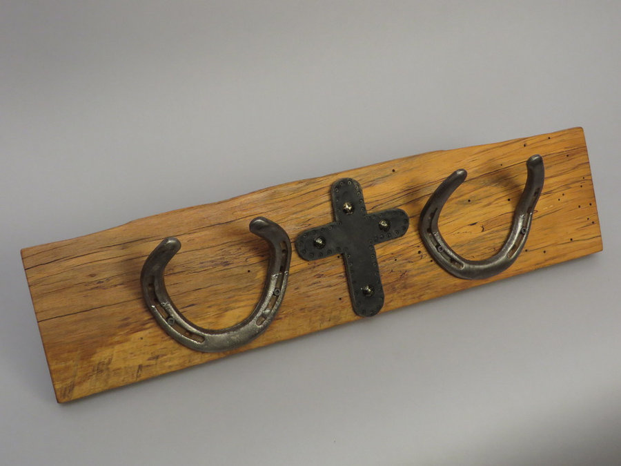 #H1403 HorseShoe Rack. Reclaimed Poplar, Shoes & Tack Leather