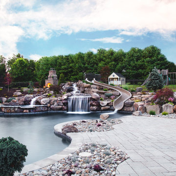 Custom Grotto Behind Beautiful Water Falls