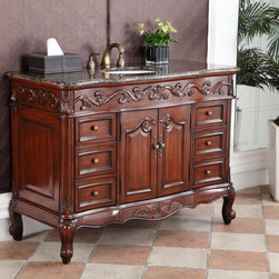 Adelina 48 inch Classic Old Look Bathroom Vanity Sierra Brown Granite Top - Bathroom Vanities And Sink Consoles
