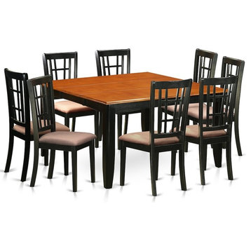 9-Piece Dining Room Set, Table and 8 Wood Chairs With Cushion