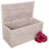 Artifacts Rattan™ Rectangular Double Toilet Roll Holder with Hinged Lid, White Wash