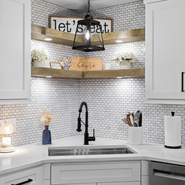 Corner Single-Basin Sink with Floating Shelves