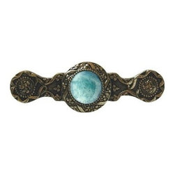 Inviting Home Inc. - Victorian Pull, Bright Brass With Green Aventurine - Cabinet And Drawer Handle Pulls
