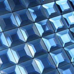 Glossy Blue 3D Modern Square Glass Mosaic Tiles - Home Accessories & Decor