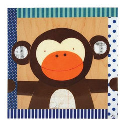 Petit Collage - Blue Monkey Collage - Artwork