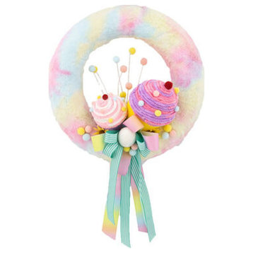 December Diamonds Cotton Candy Land Pastel Wreath With Cupcakes