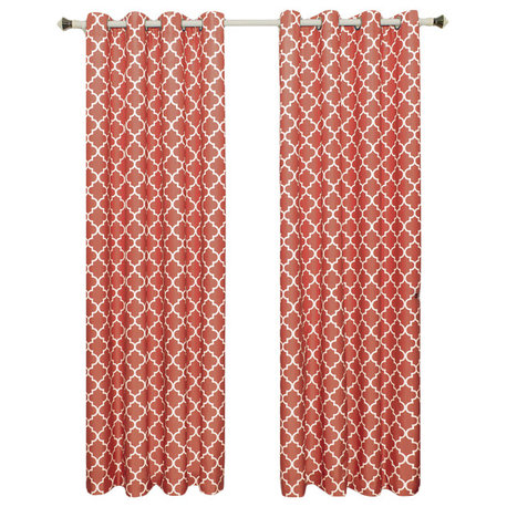 Meridian Room Darkening Grommet Panels, 2PC, Coral, 104"x108"