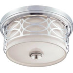 Nuvo Lighting - Nuvo Lighting 60/4627 Harlow - Two Light Dome Flush Mount - Shade Included.Harlow Two Light Dome Flush Mount Polished Nickel Slate Gray Fabric Shade *UL Approved: YES *Energy Star Qualified: n/a  *ADA Certified: n/a  *Number of Lights: Lamp: 2-*Wattage:60w A19 Medium Base bulb(s) *Bulb Included:No *Bulb Type:A19 Medium Base *Finish Type:Polished Nickel