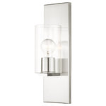 Livex Lighting - Brushed Nickel Contemporary Sconce - Illuminate your home with a bright design from the Zurich collection. This single sconce features a brushed nickel finish with clear glass. Perfect for a contemporary or transitional luxury bathroom, bedroom or hallway setting.