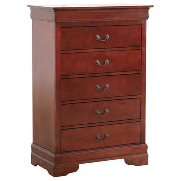 Louis Phillipe Cherry 5 Drawer Chest of Drawers (33 in L. X 18 in W. X 48 in...