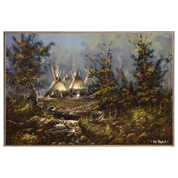 Glow of the Teepees, Birch Wood Print