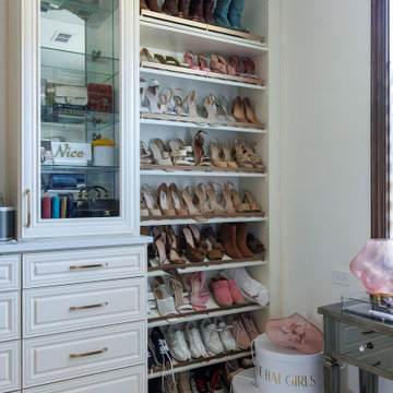 Custom shoe display and glass door cabinetry