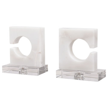 Uttermost Clarin White and Gray Bookends, Set of 2