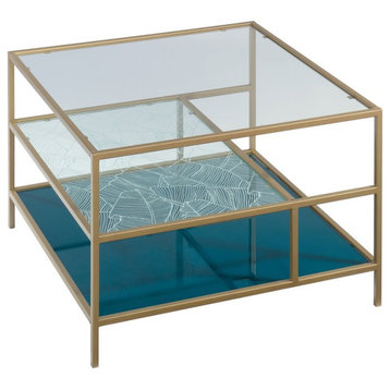 Sauder Coral Cape Coastal Metal and Glass Top Coffee Table in Satin Gold