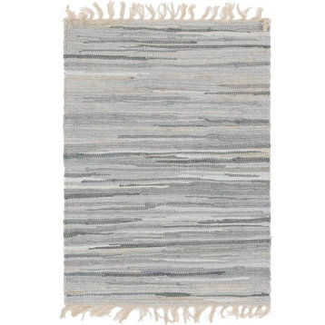 Unique Loom Gray Striped Chindi Cotton 2'2x3' Area Rug