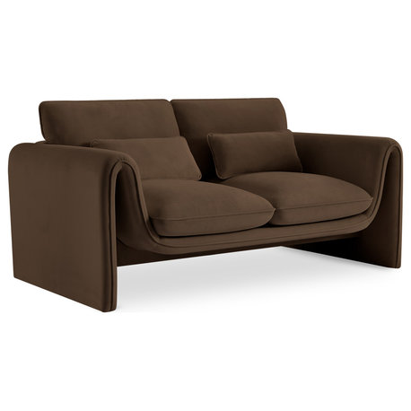 Sloan Brown Velvet Fabric Loveseat