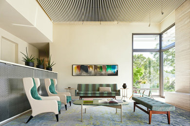 Trendy formal living room photo in San Francisco with beige walls