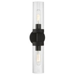 Livex Lighting - Ludlow 2 Light Black ADA Vanity Sconce - Add a dash of character and radiance to your home with this wall sconce. This two-light fixture from the Ludlow Collection features a black finish with a clear glass. The clean lines of the back plate complement the cylindrical glass shades creating a minimal, sleek, urban look that works well in most decors. This fixture adds upscale charm and contemporary aesthetics to your home.