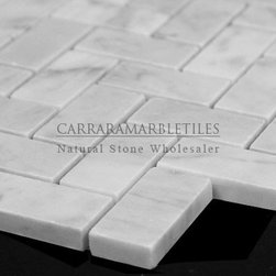 White Carrara Marble Italian Bianco Carrera Herringbone Mosaic Tile Polished - Products