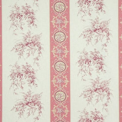 French angel toile fabric violet pink stripe - Fabric