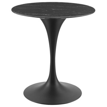 Lippa 28" Artificial Marble Dining Table, Black Black