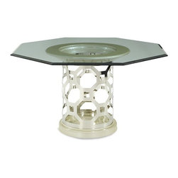 AICO Furniture - After Eight 60 Round Dining Table with Shaped Glass Top - 19001 - Dining Tables