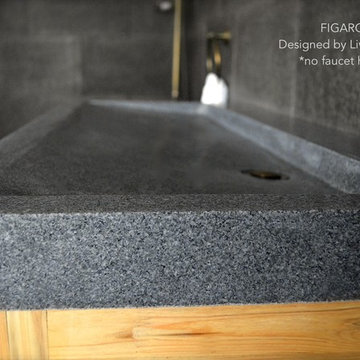 GRANITE TROUGH BATHROOM SINK 39"x19" IN TRENDY GRAY NATURAL STONE - FIGARO