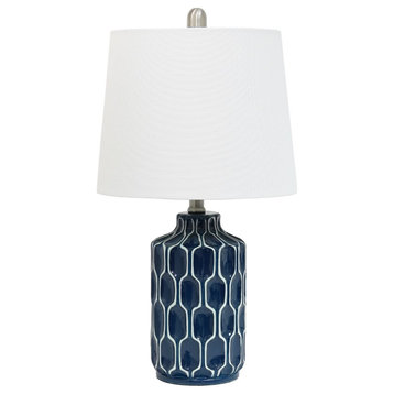 Elegant Designs Blue and White Patterned Table Lamp