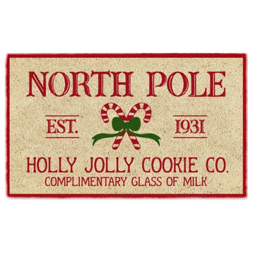Multi-Color Christmas Holly Jolly Cookie Co. Coir Doormat 17x29
