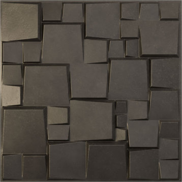 Modern Square EnduraWall 3D Wall Panel, 19.625"Wx19.625"H, Weathered Steel