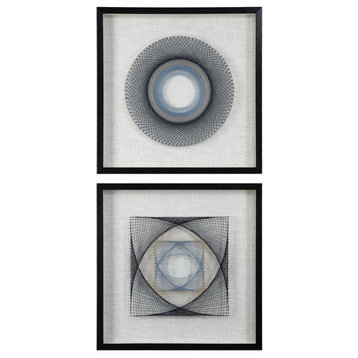 Uttermost String Duet Geometric Wall Art in Natural/Black (Set of 2)