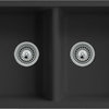 Black Quartz Composite Double Bowl Undermount Kitchen Sink