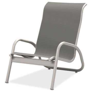 Gardenella Sling Stacking Poolside Chair, Textured White, Alloy