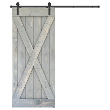Solid Wood Barn Door, Made in USA, Hardware Kit, DIY, Gray, 36x84"