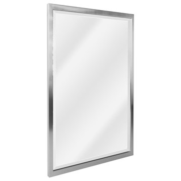 Head West Brushed Nickel Stainless Steel Framed Wall Mirror - 13" x 25.5"